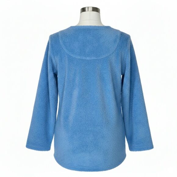 NWOT Mayfair Cobalt Blue Micro-Fleece Henley Pajama Top Sz L - Soft Warm & Cozy! - Picture 5 of 10
